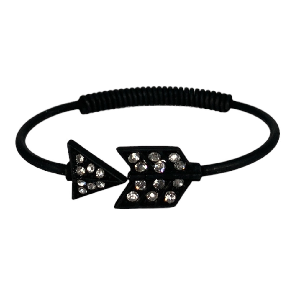 Matte Black Arrow Cuff Bracelet with Crystals